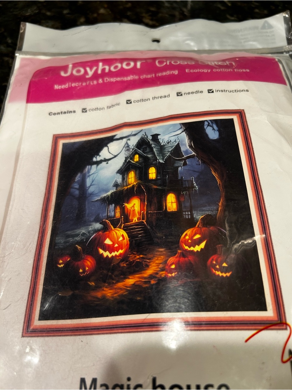 Joyhoor Crossstitch Magic House Kit Halloween, Size 17.7” x 17.7”
